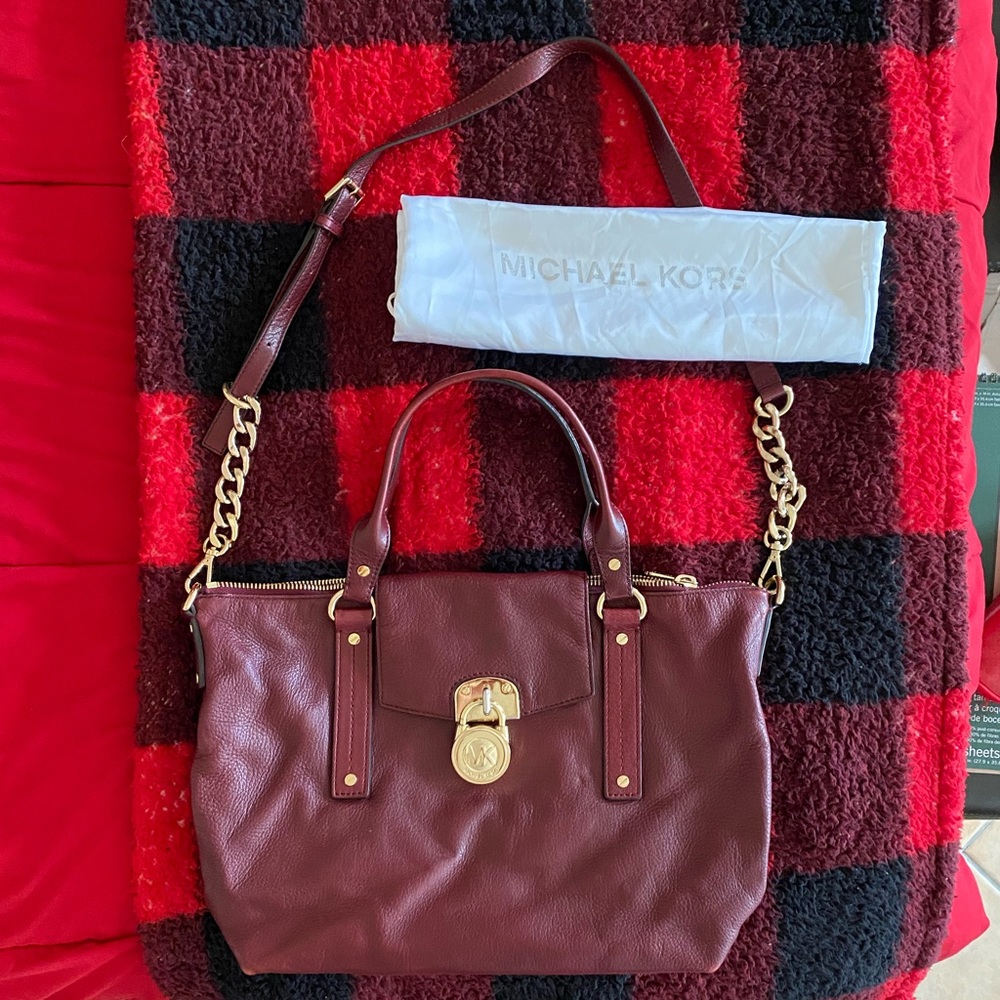 Michael Kors Burgundy/Maroon w/ Gold Shoulder Bag